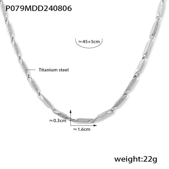 Wholesale Titanium Steel Goldplated Fashion Necklace And Bracelet With Diamond Carved Pattern For Women