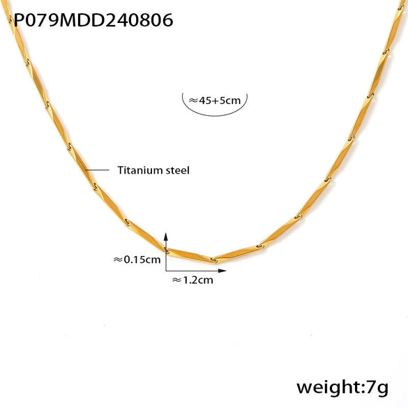 Wholesale Titanium Steel Goldplated Fashion Necklace And Bracelet With Diamond Carved Pattern For Women
