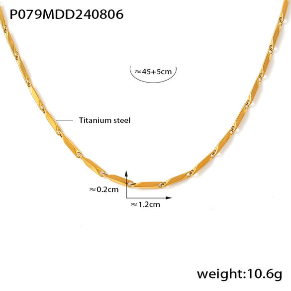 Wholesale Titanium Steel Goldplated Fashion Necklace And Bracelet With Diamond Carved Pattern For Women