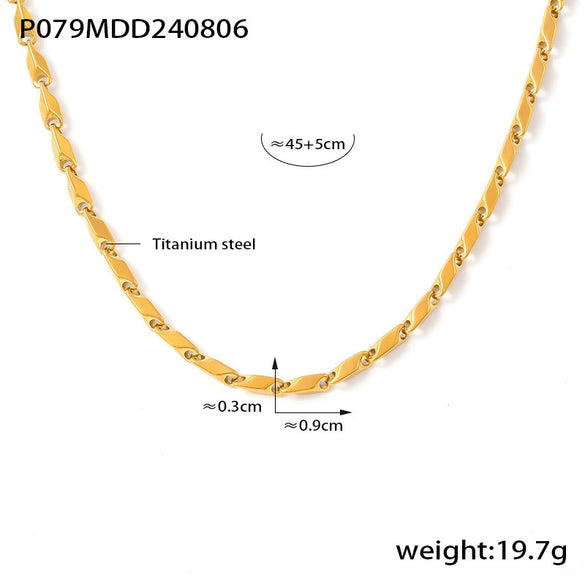 Wholesale Titanium Steel Goldplated Fashion Necklace And Bracelet With Diamond Carved Pattern For Women
