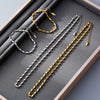 Wholesale Titanium Steel Goldplated Fashion Necklace And Bracelet With Diamond Carved Pattern For Women