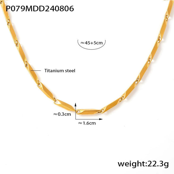 Wholesale Titanium Steel Goldplated Fashion Necklace And Bracelet With Diamond Carved Pattern For Women