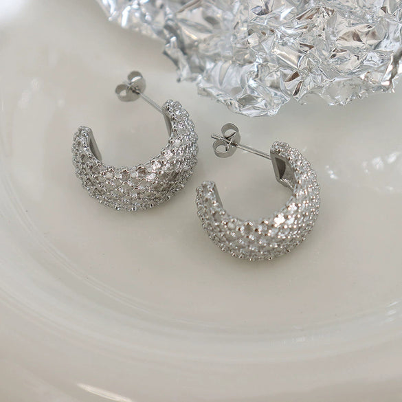 Wholesale 316L Stainless Steel Goldplated Geometric Cshape Earrings