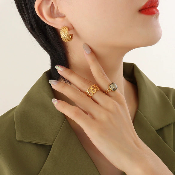 Wholesale 316L Stainless Steel Goldplated Geometric Cshape Earrings