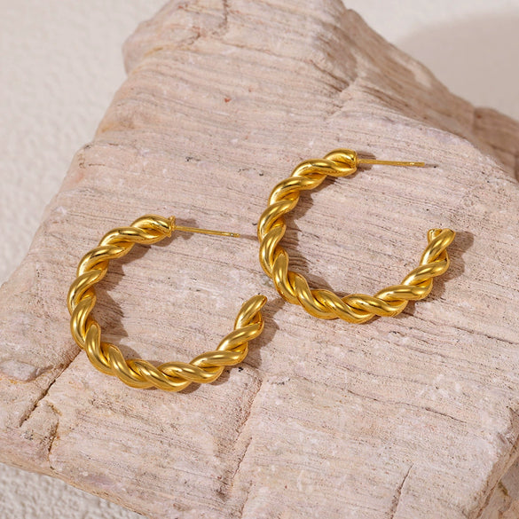Wholesale 316L Stainless Steel Goldplated Geometric Cshaped And Ushape Earrings For Women