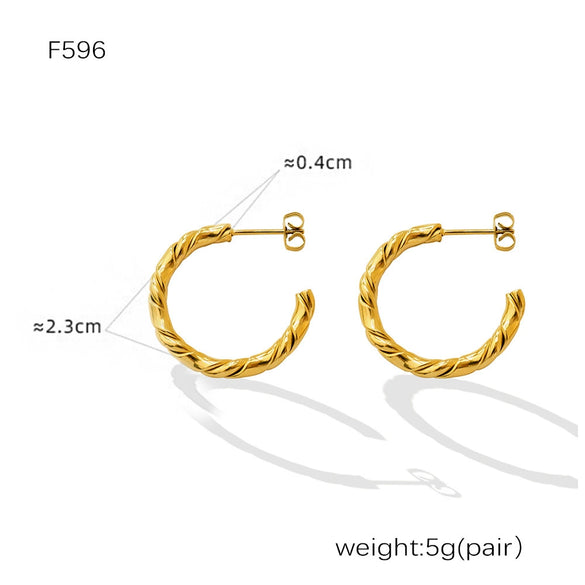 Wholesale 316L Stainless Steel Goldplated Geometric Cshaped And Ushape Earrings For Women