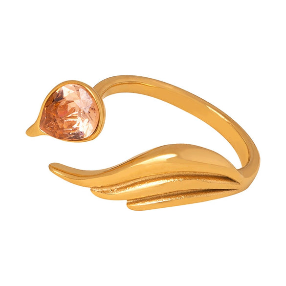 Wholesale 316L Stainless Steel Goldplated Geometric Inlaid Zircon And Shellfish Simple Unisex Ring