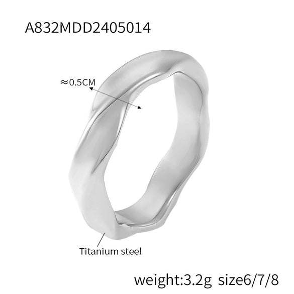Wholesale 316L Stainless Steel Goldplated Geometric Inlaid Zircon Ring