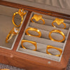 Wholesale 316L Stainless Steel Goldplated Geometric Inlaid Zircon Ring