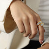 Wholesale Titanium Steel Goldplated Geometric Light Luxury Unisex Double Stack Wear Finger Ring Jewelry