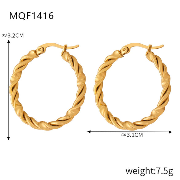 Wholesale 316L Stainless Steel Goldplated Geometric Pattern Exaggerated Earrings For Women