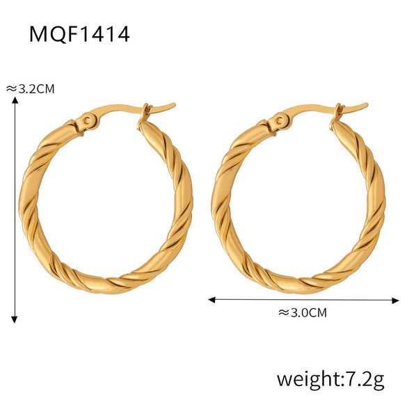 Wholesale 316L Stainless Steel Goldplated Geometric Pattern Exaggerated Earrings For Women