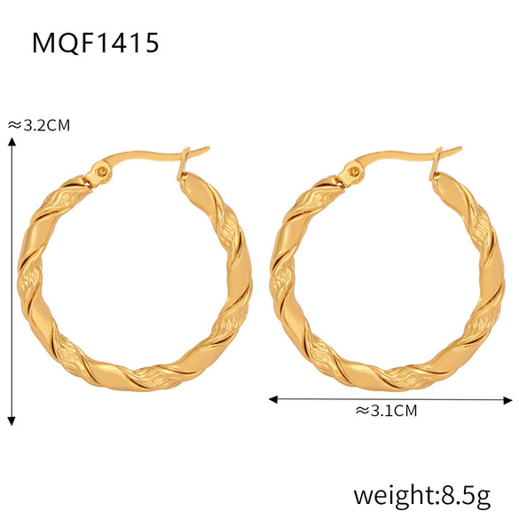 Wholesale 316L Stainless Steel Goldplated Geometric Pattern Exaggerated Earrings For Women