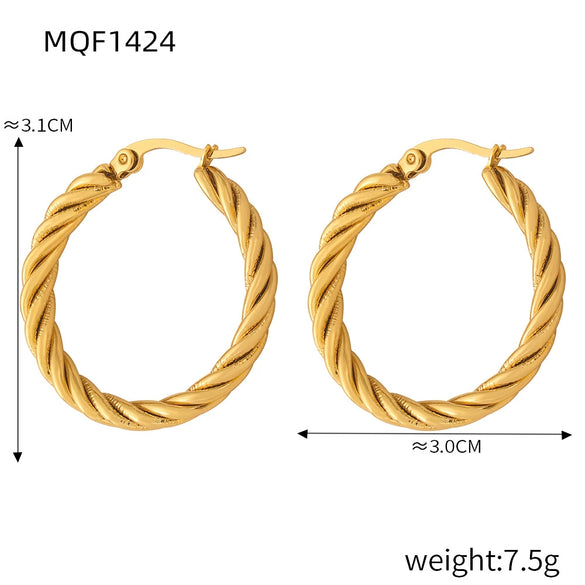 Wholesale 316L Stainless Steel Goldplated Geometric Pattern Exaggerated Earrings For Women