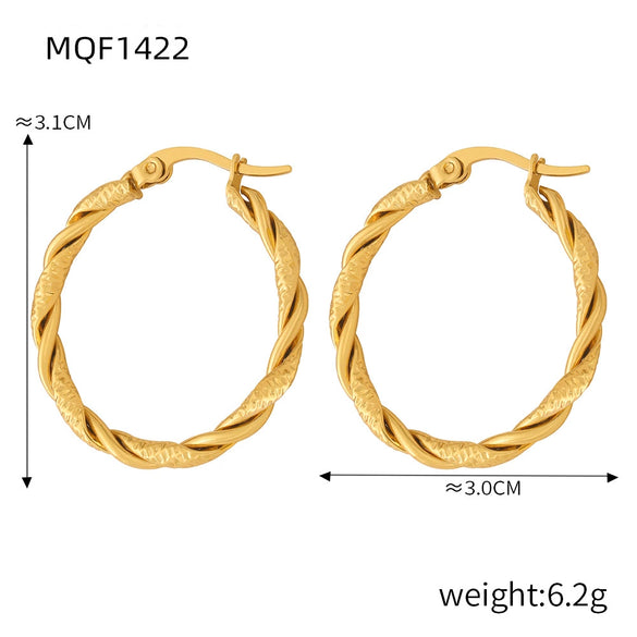 Wholesale 316L Stainless Steel Goldplated Geometric Pattern Exaggerated Earrings For Women
