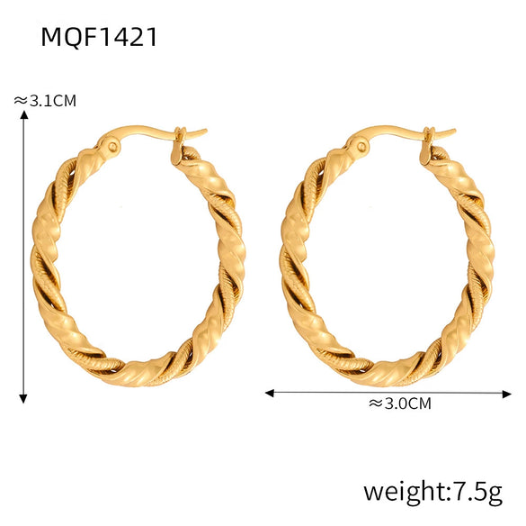 Wholesale 316L Stainless Steel Goldplated Geometric Pattern Exaggerated Earrings For Women