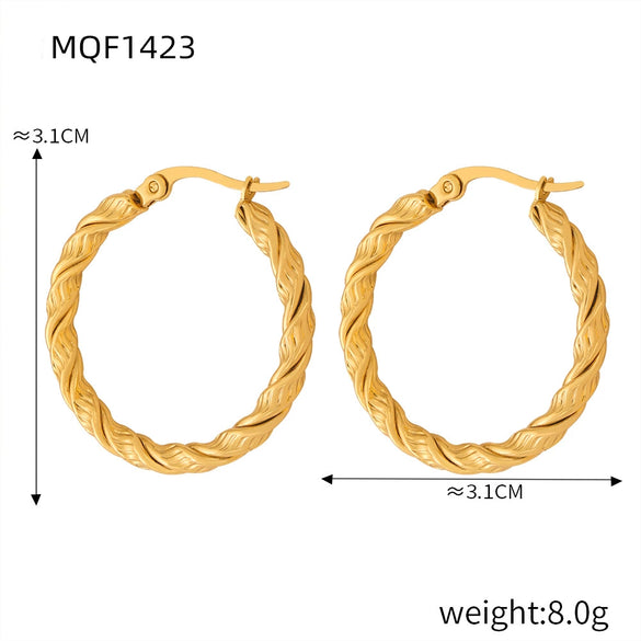 Wholesale 316L Stainless Steel Goldplated Geometric Pattern Exaggerated Earrings For Women
