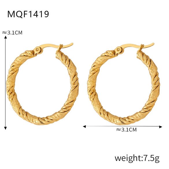 Wholesale 316L Stainless Steel Goldplated Geometric Pattern Exaggerated Earrings For Women