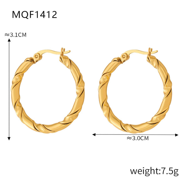 Wholesale 316L Stainless Steel Goldplated Geometric Pattern Exaggerated Earrings For Women