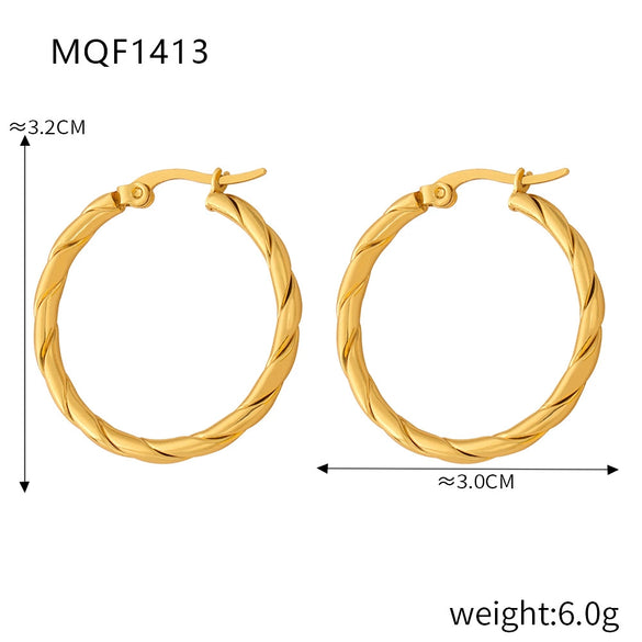Wholesale 316L Stainless Steel Goldplated Geometric Pattern Exaggerated Earrings For Women
