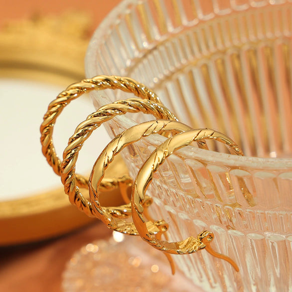 Wholesale 316L Stainless Steel Goldplated Geometric Pattern Exaggerated Earrings For Women
