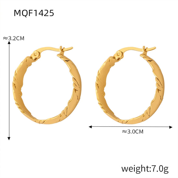 Wholesale 316L Stainless Steel Goldplated Geometric Pattern Exaggerated Earrings For Women