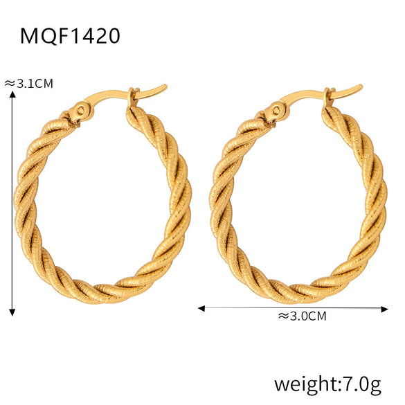 Wholesale 316L Stainless Steel Goldplated Geometric Pattern Exaggerated Earrings For Women