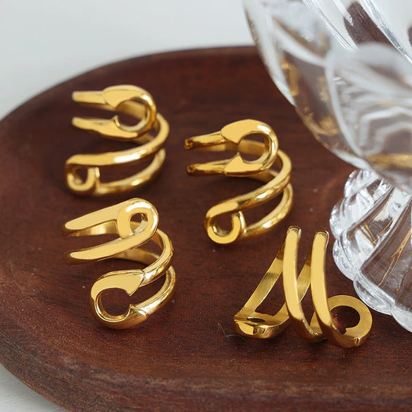 Wholesale 316L Stainless Steel Goldplated Geometric Ring For Women