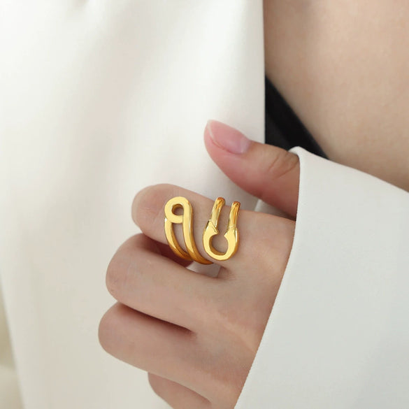 Wholesale 316L Stainless Steel Goldplated Geometric Ring For Women