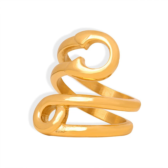 Wholesale 316L Stainless Steel Goldplated Geometric Ring For Women