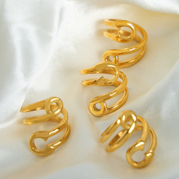 Wholesale 316L Stainless Steel Goldplated Geometric Ring For Women