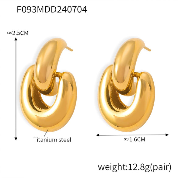 Wholesale 316L Stainless Steel Goldplated Geometric Semicircle Eardrop Earrings For Women