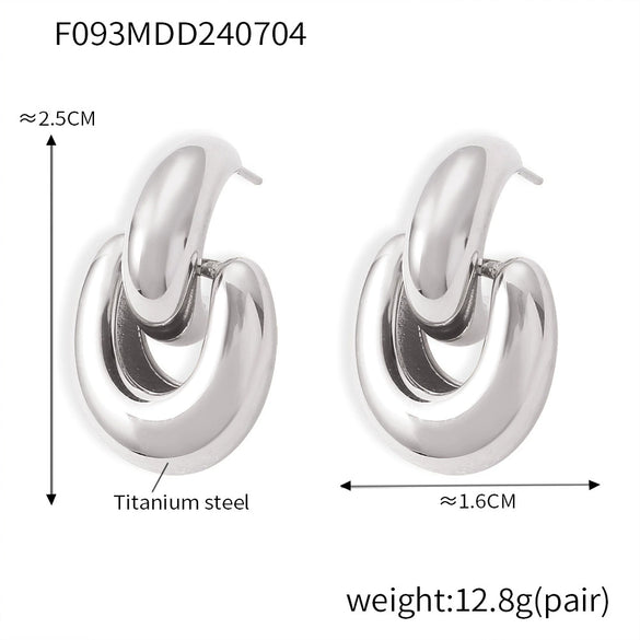 Wholesale 316L Stainless Steel Goldplated Geometric Semicircle Eardrop Earrings For Women