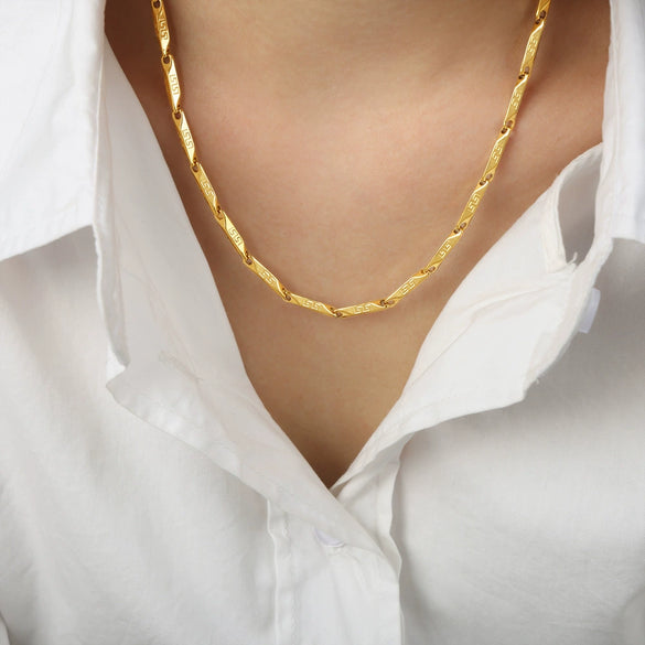 Wholesale 316L Stainless Steel Goldplated Geometric Style Unisex Necklace Jewelry