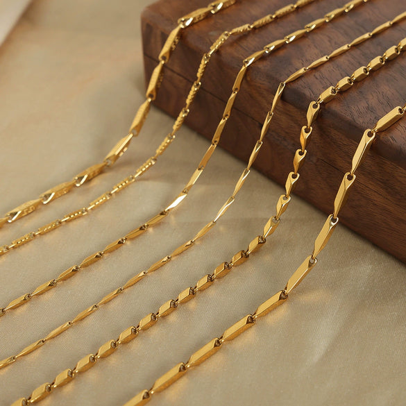 Wholesale 316L Stainless Steel Goldplated Geometric Style Unisex Necklace Jewelry