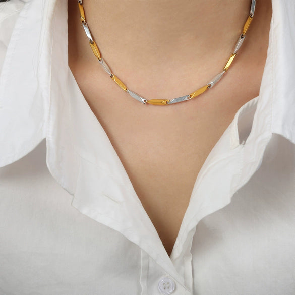 Wholesale 316L Stainless Steel Goldplated Geometric Style Unisex Necklace Jewelry