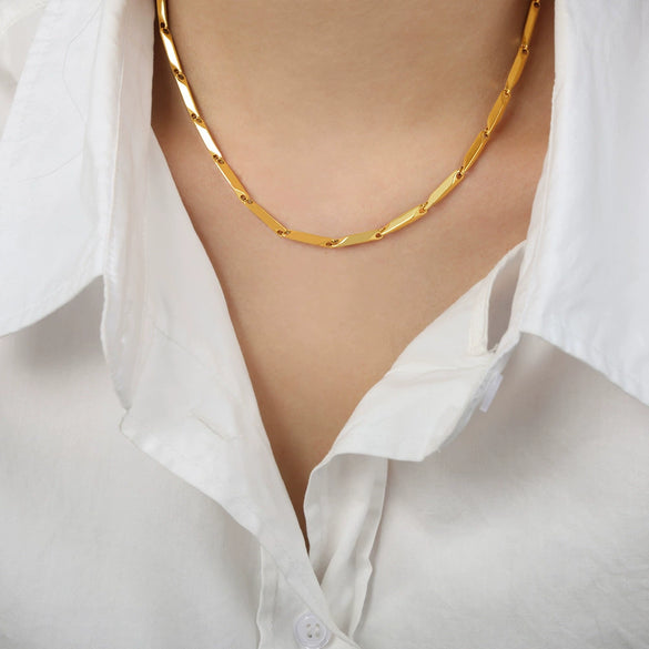 Wholesale 316L Stainless Steel Goldplated Geometric Style Unisex Necklace Jewelry
