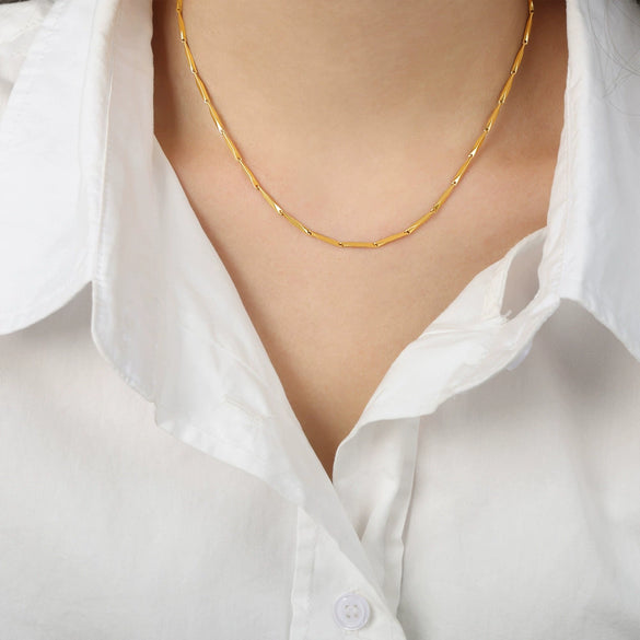 Wholesale 316L Stainless Steel Goldplated Geometric Style Unisex Necklace Jewelry
