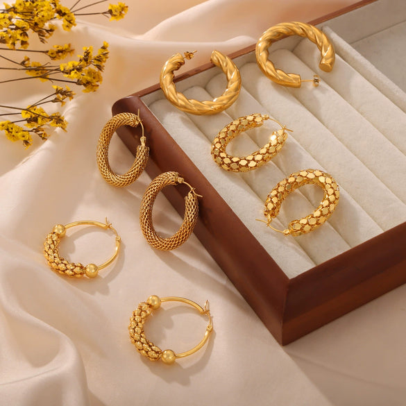 Wholesale 316L Stainless Steel Goldplated Geometric Ushape Earrings Jewelry Fashion Simple Niche Design