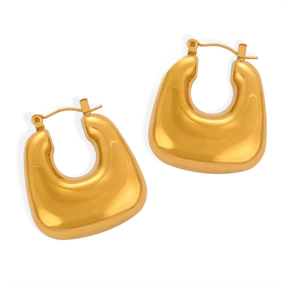 Wholesale 316L Stainless Steel Goldplated Geometric Ushape Simple Design Women's Earrings Jewelry