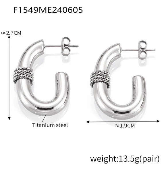 Wholesale 316L Stainless Steel Goldplated Geometric Ushaped Woven Twist Winding Design Women's Earrings
