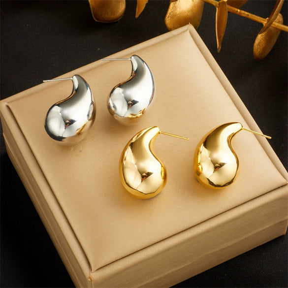 Wholesale Titanium Steel Goldplated Geometric Water Drop Earrings For Women
