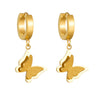 Wholesale Titanium Steel Goldplated Insect Retro Animal Style Butterfly Pendant Earrings