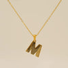 Wholesale Titanium Steel Goldplated Jewelry With Bark Pattern And English Letter Pendant Necklace Fashion Style Unisex