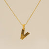 Wholesale Titanium Steel Goldplated Jewelry With Bark Pattern And English Letter Pendant Necklace Fashion Style Unisex