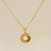 Wholesale Titanium Steel Goldplated Jewelry With Bark Pattern And English Letter Pendant Necklace Fashion Style Unisex