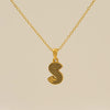 Wholesale Titanium Steel Goldplated Jewelry With Bark Pattern And English Letter Pendant Necklace Fashion Style Unisex