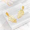 Wholesale Titanium Steel Goldplated Leaf Earrings Retro Elegant And Creative Design