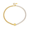 Wholesale Titanium Steel Goldplated Necklace With Rhinestone Chain Irregular Stitching Round Shape And Printed Pattern For Women