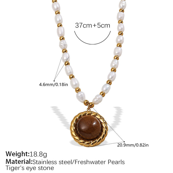 Wholesale 316L Stainless Steel Goldplated Pendant Necklace With Freshwater Pearl For Women Fashion Style